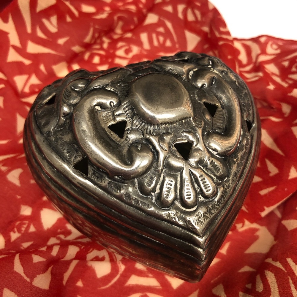 Heart Keepsake Jewelry Box Vintage, English Silver, Friendship Box, Valentines